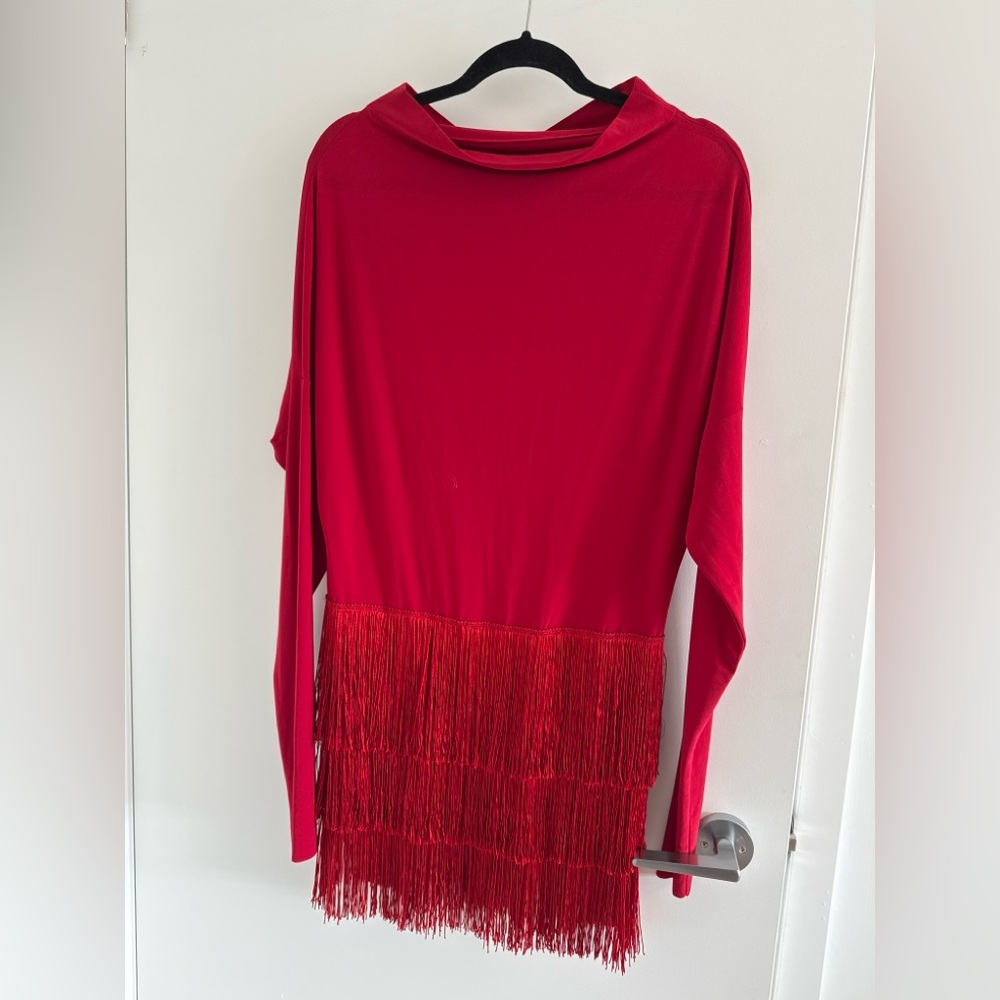 Norma Kamali Red Fringe Tunic - XS
